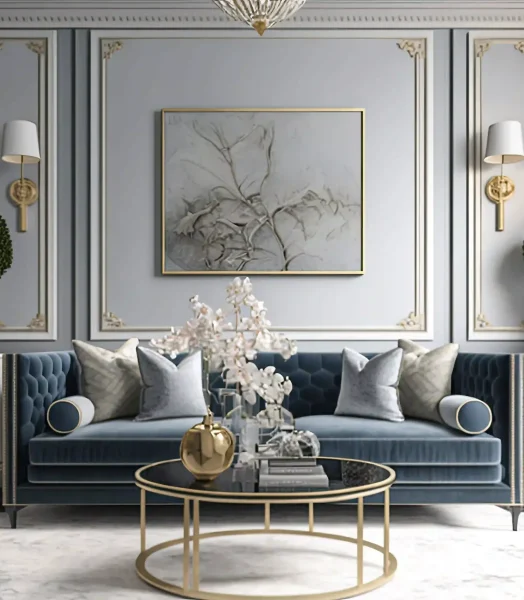 living-room-with-blue-sofa-gold-coffee-table